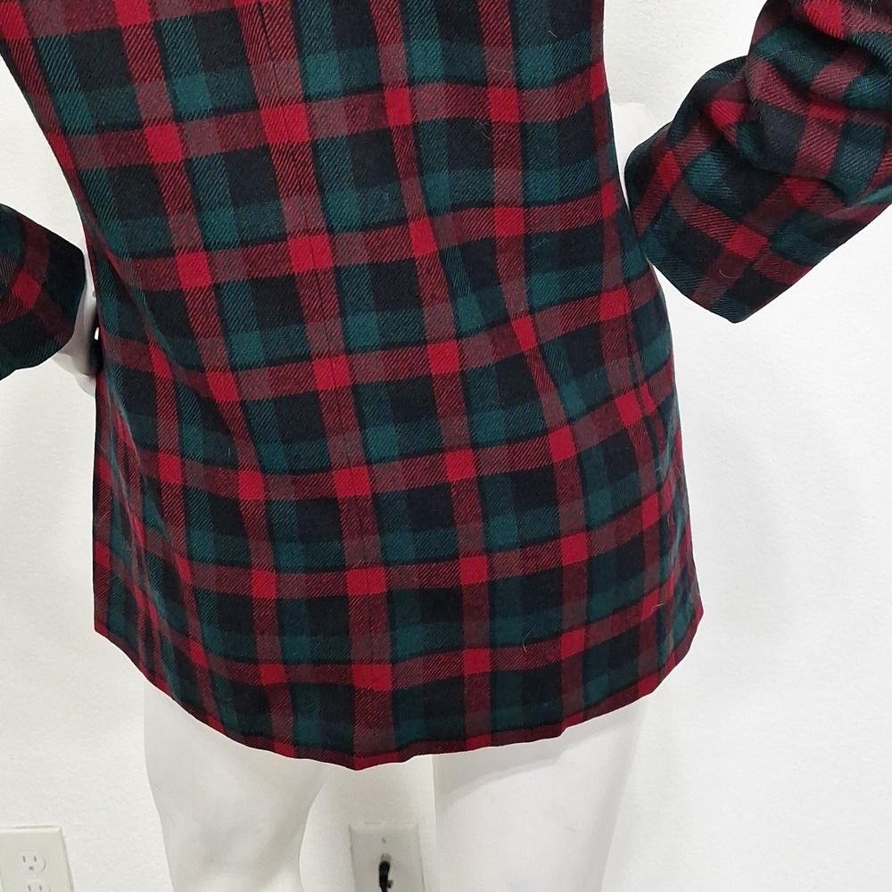 Pendleton Vintage Black Red Green 100% Virgin Wool Academia Plaid Blazer Size 12 - Picture 9 of 15